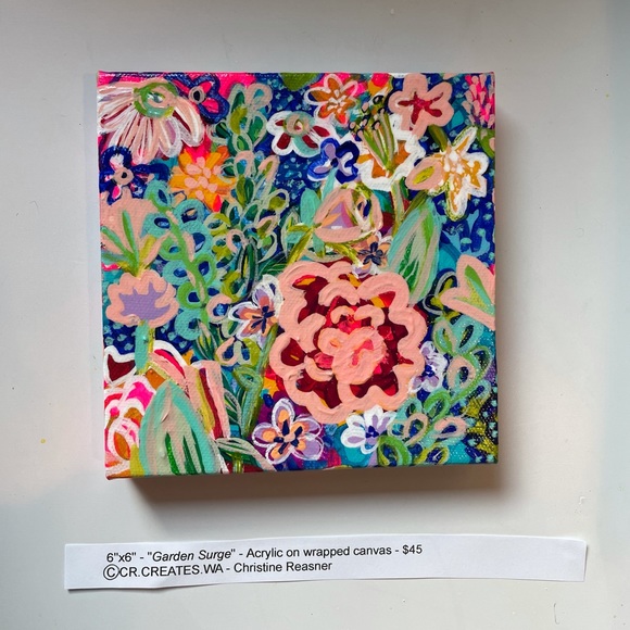 SOLD Original Art - Acrylic Contemporary Painting, Flowers, Garden/Surf Vibes - Picture 4 of 13